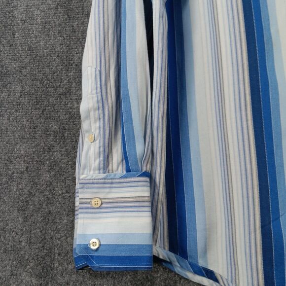 7Diamonds Shirt Mens XL Multi Striped Cotton Wrinkle Resistant Pleated Button Up - Picture 8 of 16